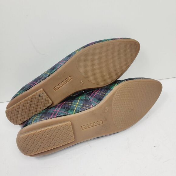 TALBOTS Francesca Tasseled Driving Moccasins Green Navy Tartan Plaid 8.5 - Picture 8 of 10